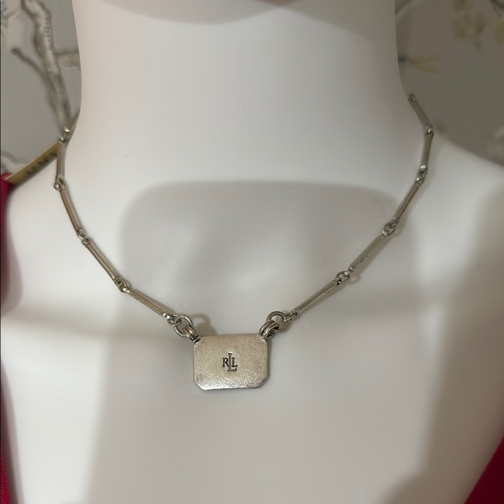 Ralph Lauren Silver Rectangular Pendant Necklace - image 8